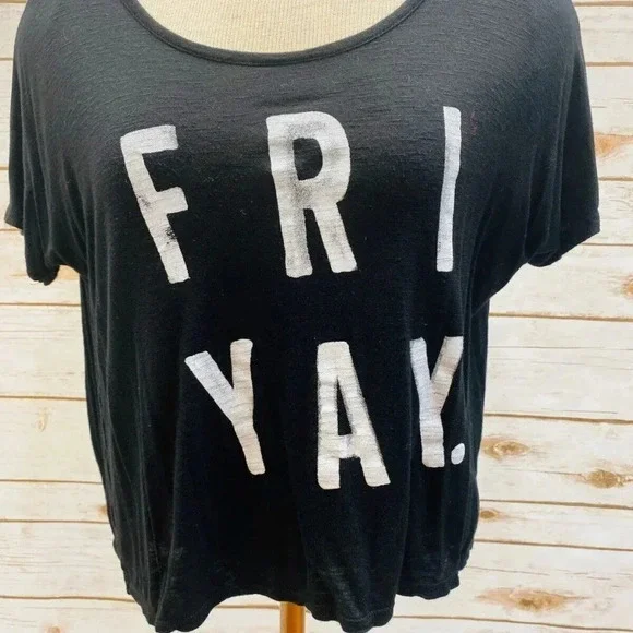 BETHANY MOTA Women Short Sleep Pull Over Scoop Neck "FRIDAY" Black Top Sz Medium - Picture 4 of 11